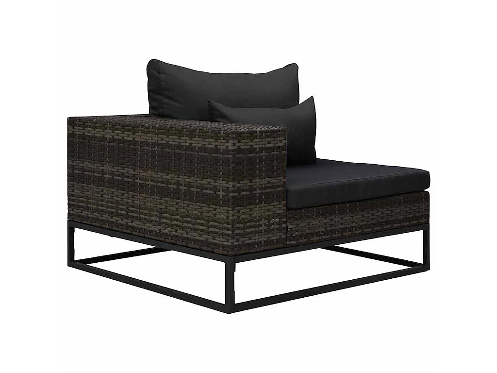 Set Divani da Giardino 5 pz con Cuscini in Polyrattan Grigio