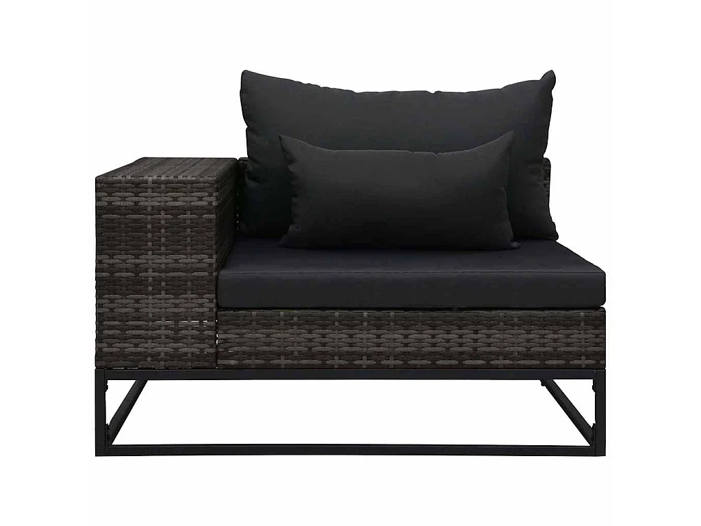 Set Divani da Giardino 5 pz con Cuscini in Polyrattan Grigio