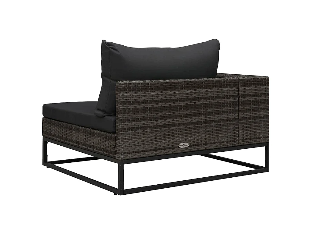Set Divani da Giardino 5 pz con Cuscini in Polyrattan Grigio