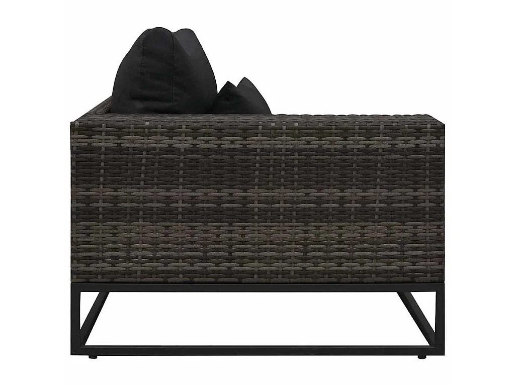Set Divani da Giardino 5 pz con Cuscini in Polyrattan Grigio