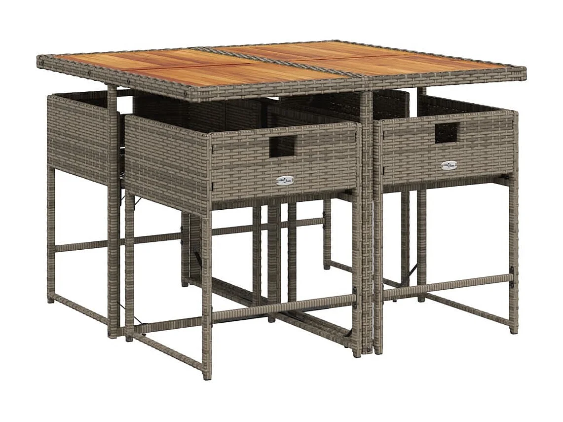 5-delige Tuinset met kussens poly rattan grijs