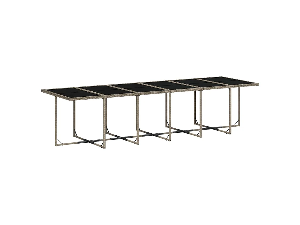 Set da Pranzo da Giardino 17pz con Cuscini Grigio in Polyrattan