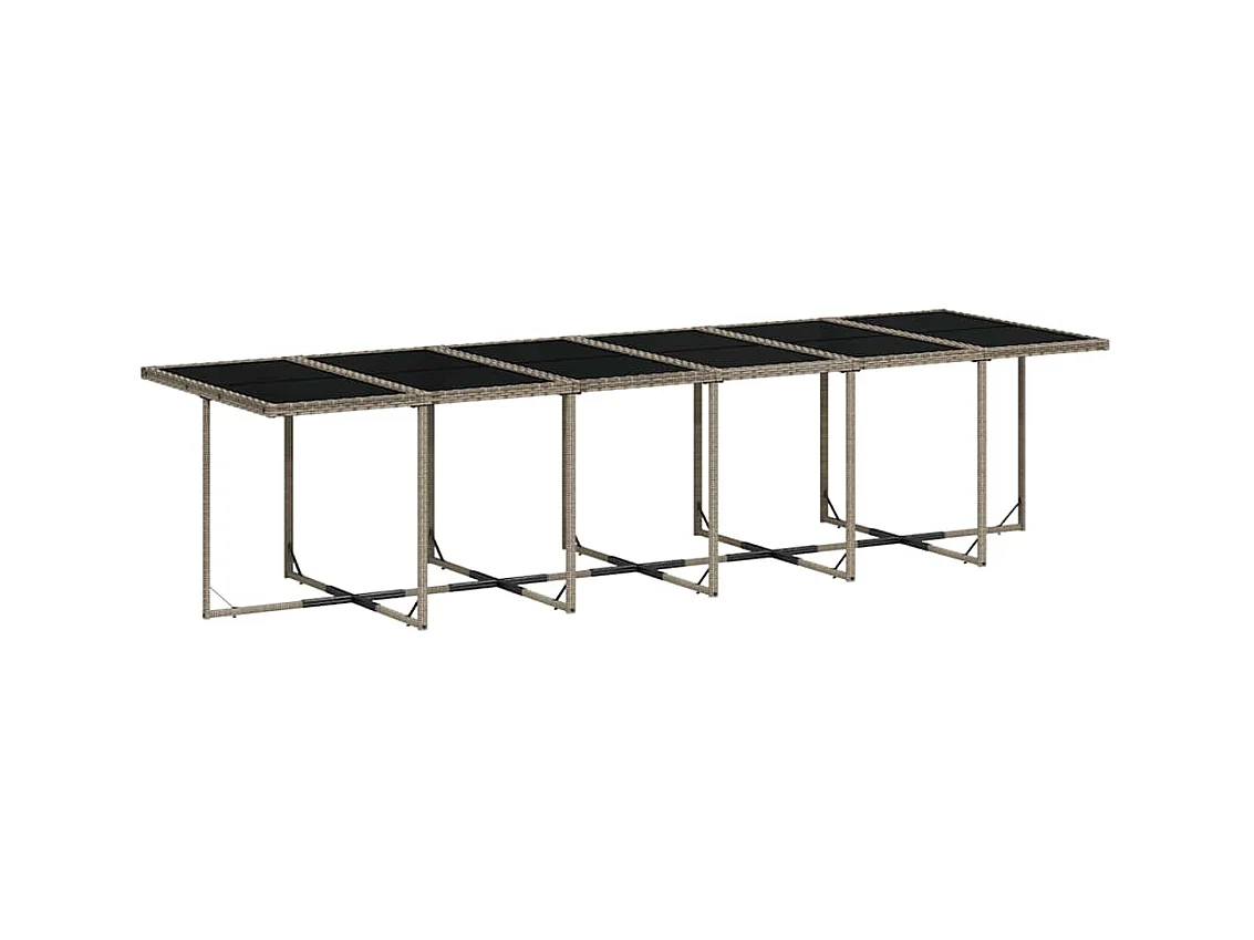 Ensemble à manger de jardin coussins 13 pcs gris résine tressée