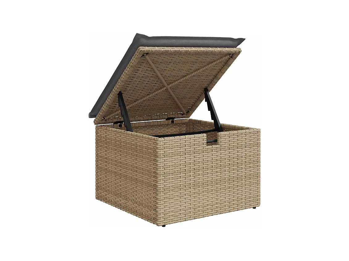 Salon de jardin avec coussins 6 pcs beige résine tressée