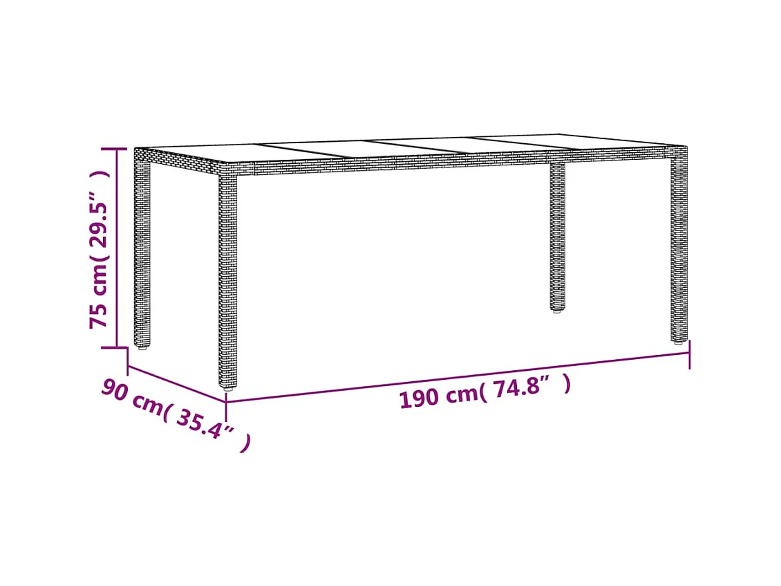 Ensemble à manger de jardin et coussins 9 pcs beige rotin verre