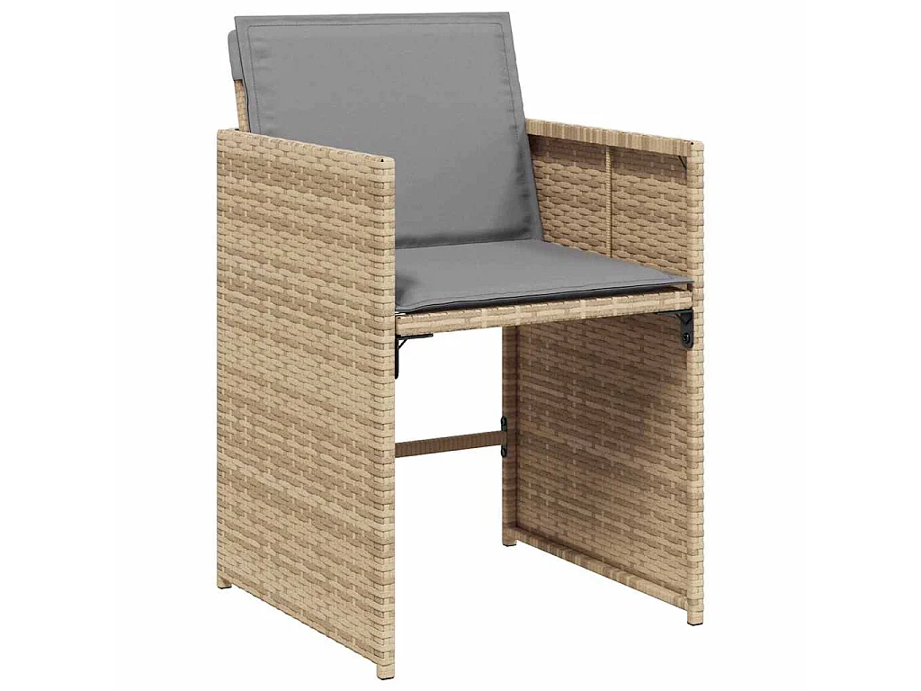 Set Pranzo da Giardino 9 pz con Cuscini Beige Misto Polyrattan