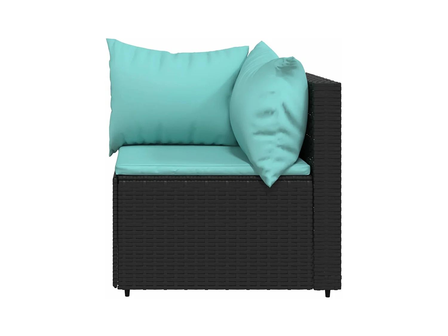 Salon de jardin 3 pcs avec coussins Noir Résine tressée