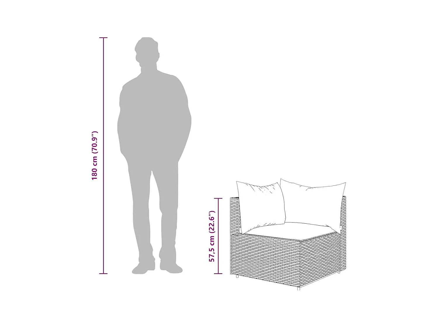 Salon de jardin 3 pcs avec coussins Noir Résine tressée