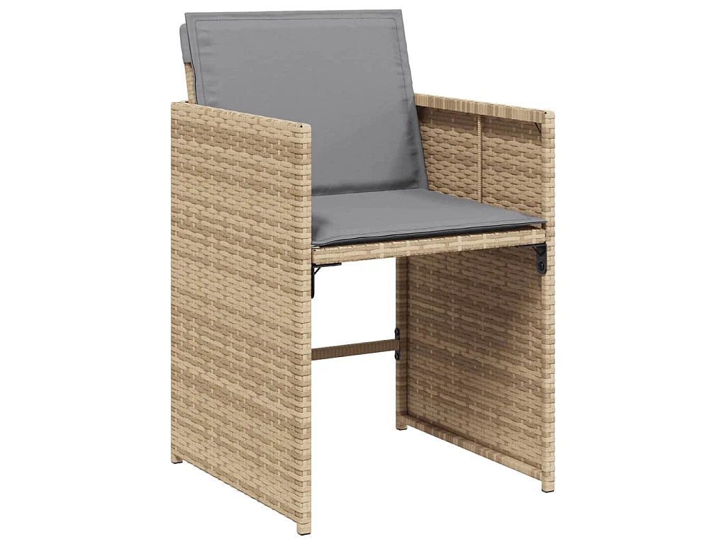 Set Pranzo da Giardino 7 pz con Cuscini Beige Misto Polyrattan