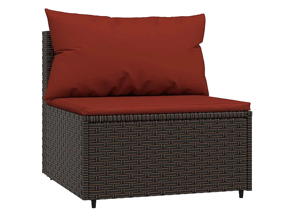 3-tlg. Garten-Lounge-Set mit Kissen Braun Poly Rattan