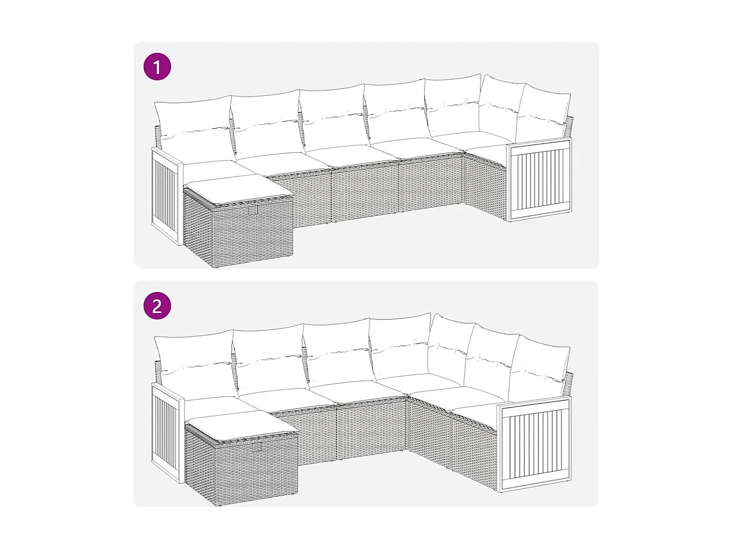 Set Divani da Giardino 7 pz con Cuscini Beige in Polyrattan