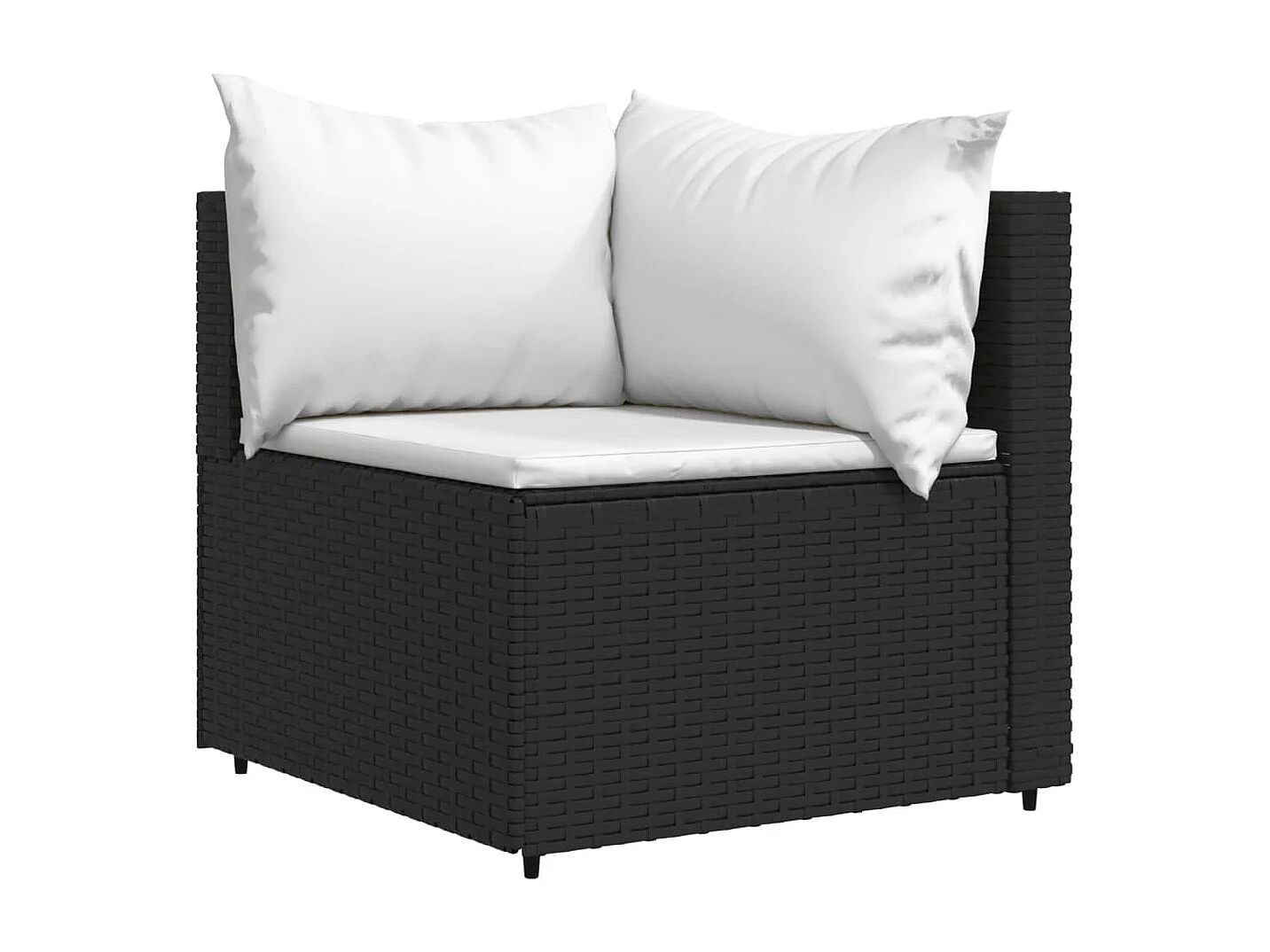 3 pcs conjunto lounge de jardim c/ almofadões vime PE preto