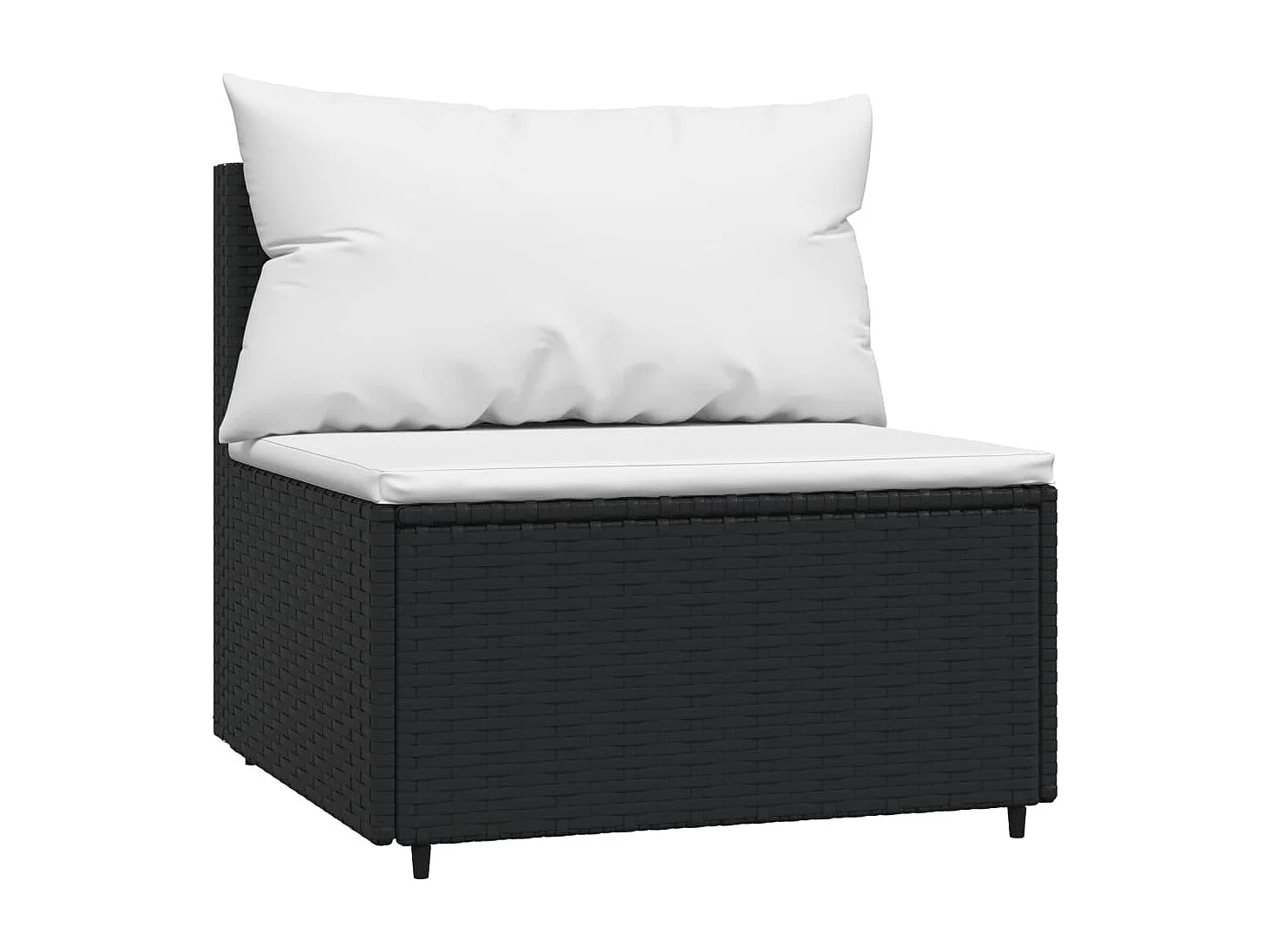 3 pcs conjunto lounge de jardim c/ almofadões vime PE preto