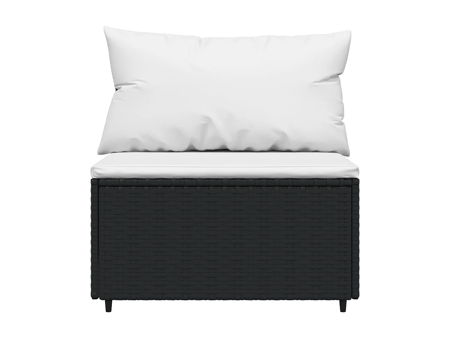 3 pcs conjunto lounge de jardim c/ almofadões vime PE preto