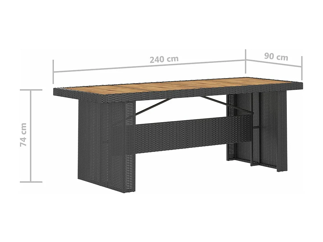 Salon de jardin 11 pcs avec coussins résine tressée noir