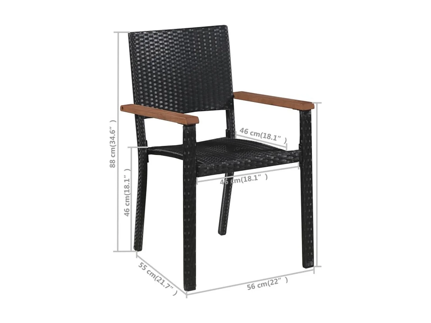 Ensemble à manger de jardin 3 pcs Noir