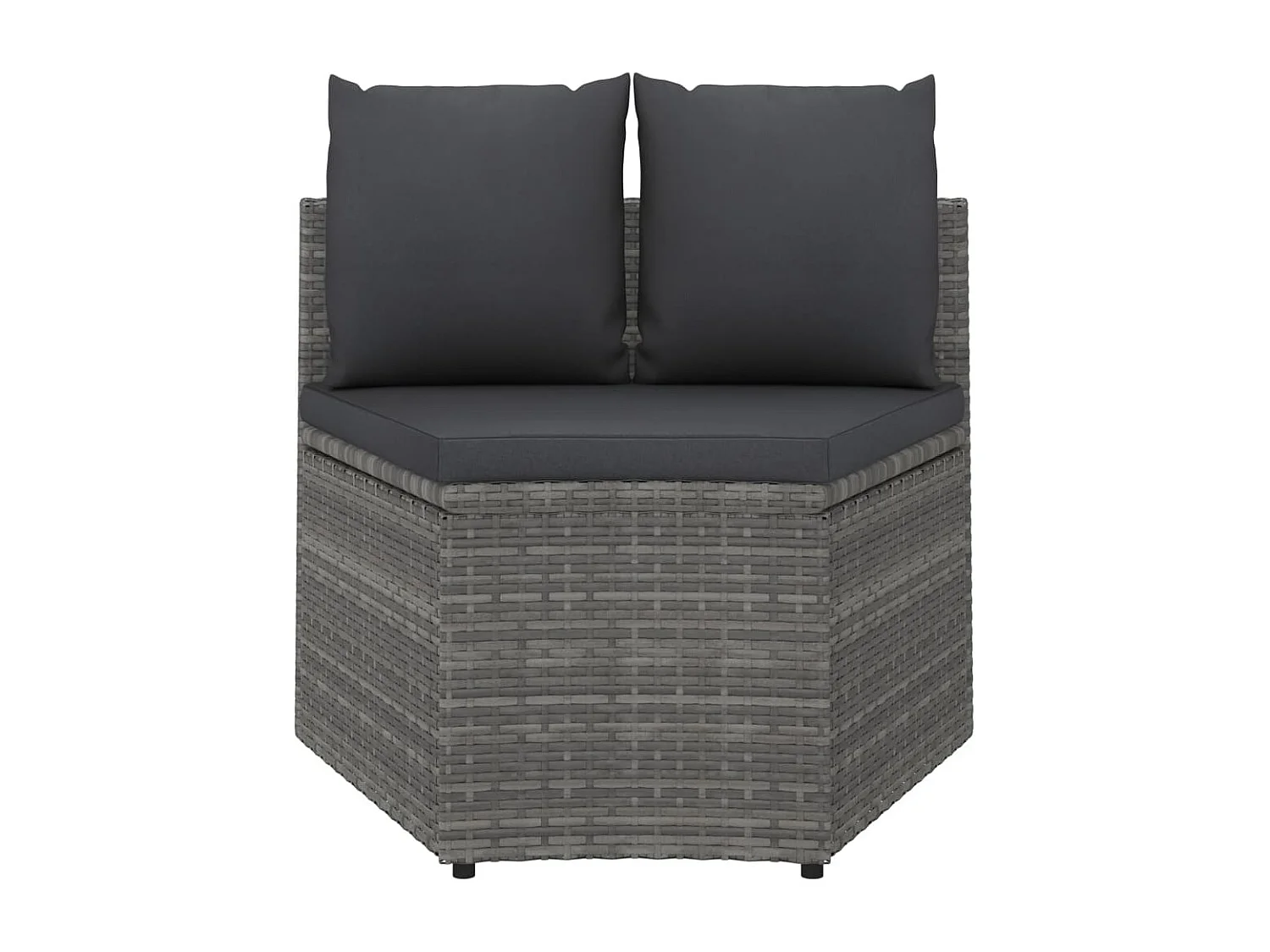 2-tlg. Garten-Sofagarnitur mit Auflagen Poly Rattan Grau