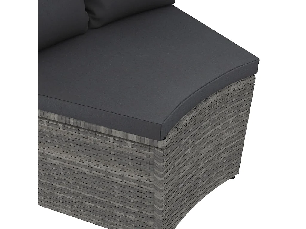 2-delige Loungeset met kussens poly rattan grijs