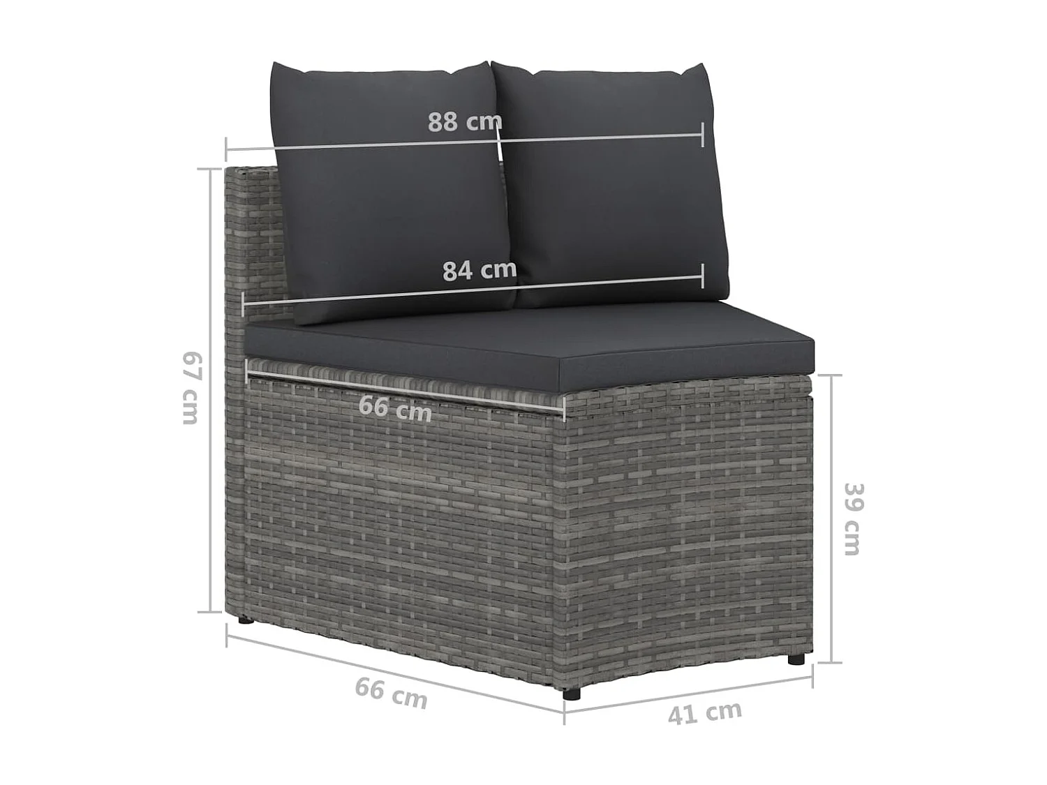 Salon de jardin 2 pcs avec coussins Résine tressée Gris