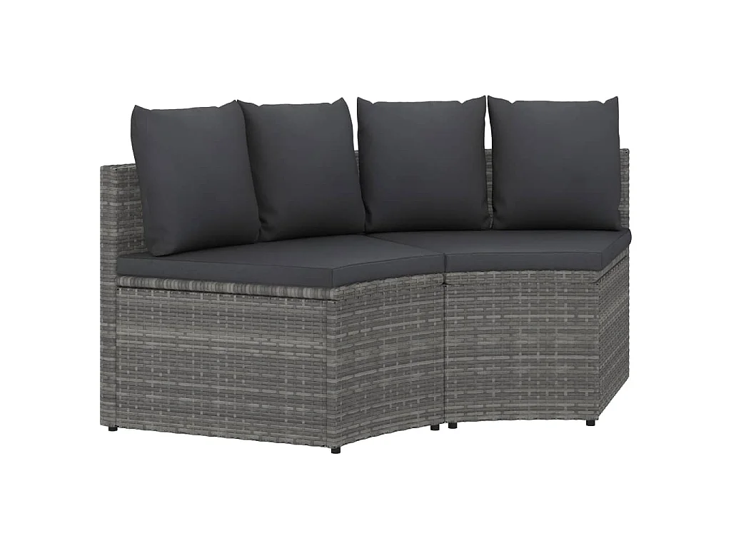 Salon de jardin 2 pcs avec coussins Résine tressée Gris