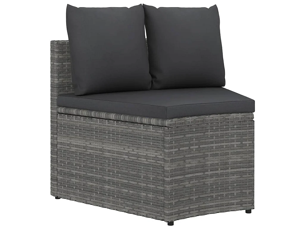 Salon de jardin 2 pcs avec coussins Résine tressée Gris