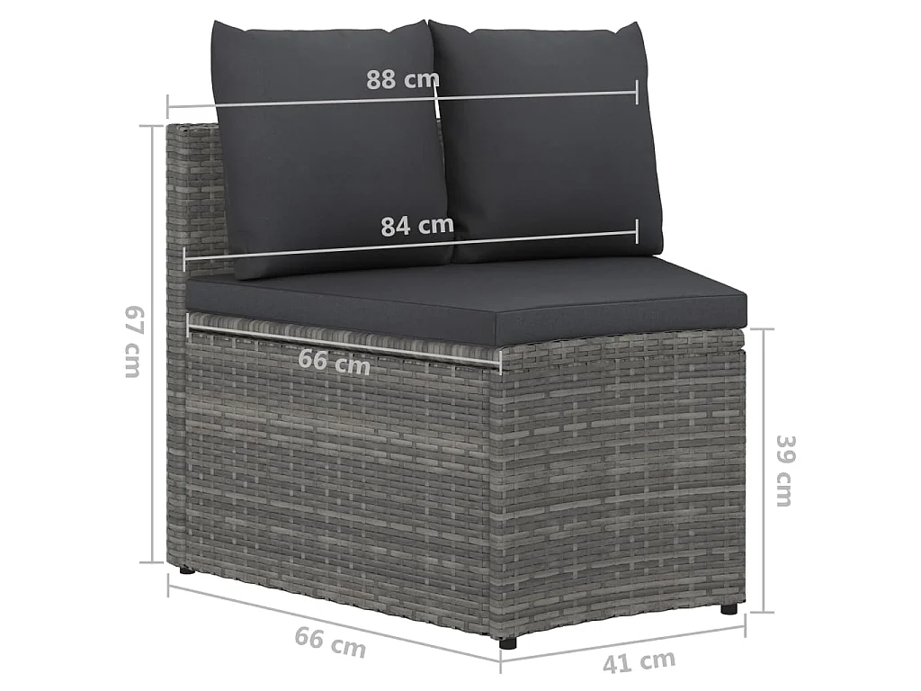 Salon de jardin 2 pcs avec coussins Résine tressée Gris