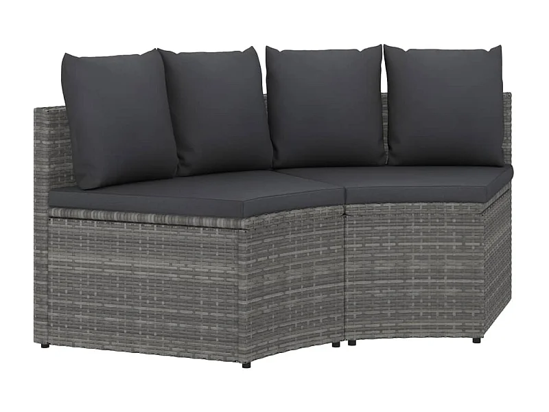 2-tlg. Garten-Sofagarnitur mit Auflagen Poly Rattan Grau