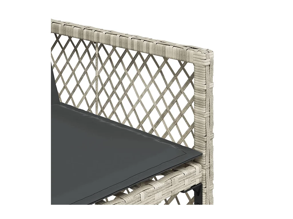 Set Pranzo da Giardino 5pz con Cuscini Grigio Chiaro Polyrattan