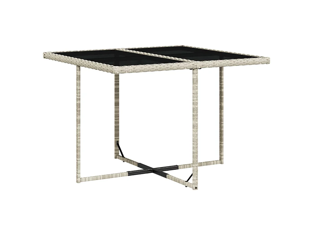 5-tlg. Garten-Essgruppe mit Kissen Hellgrau Poly Rattan