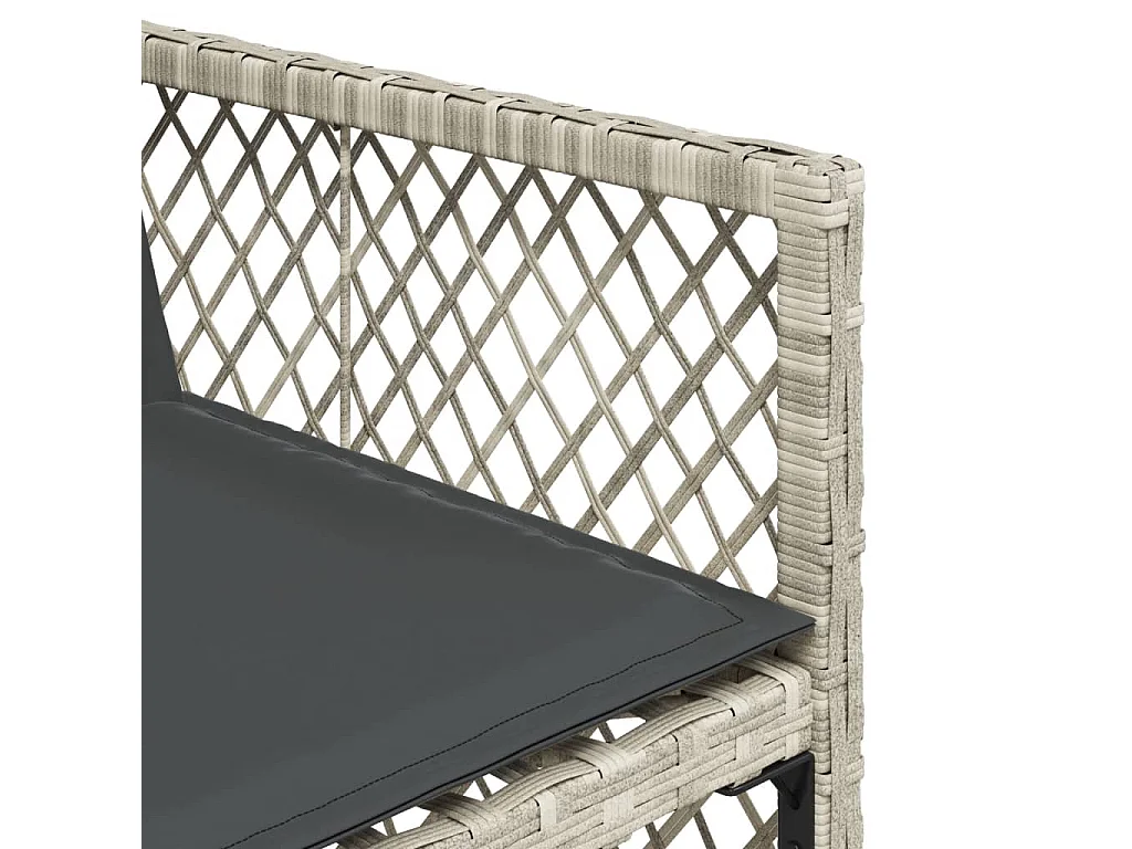 5-tlg. Garten-Essgruppe mit Kissen Hellgrau Poly Rattan