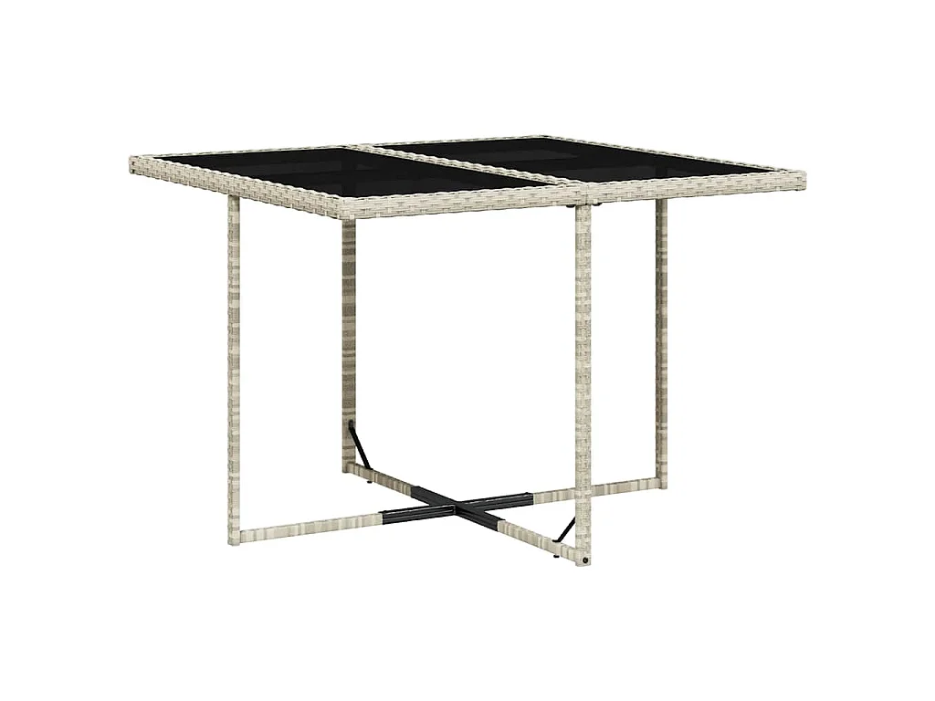 Set Pranzo da Giardino 5pz con Cuscini Grigio Chiaro Polyrattan