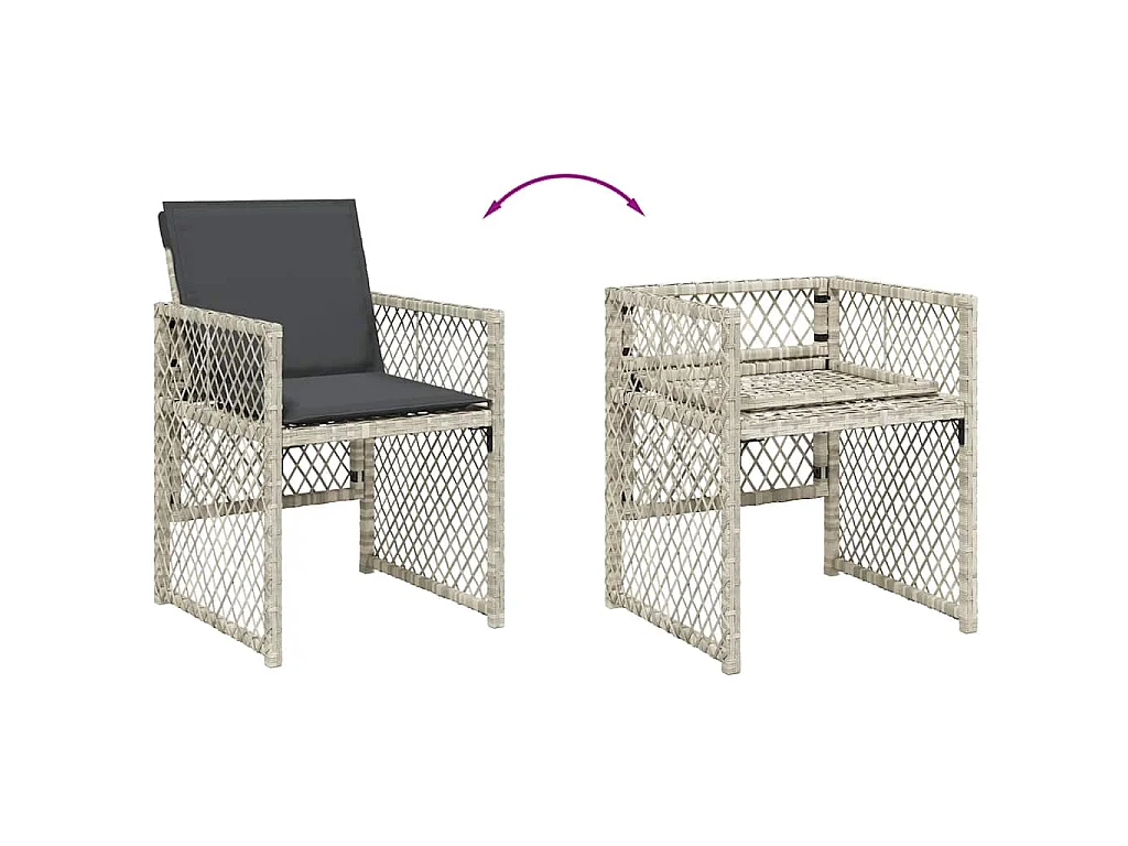 Set Pranzo da Giardino 5pz con Cuscini Grigio Chiaro Polyrattan