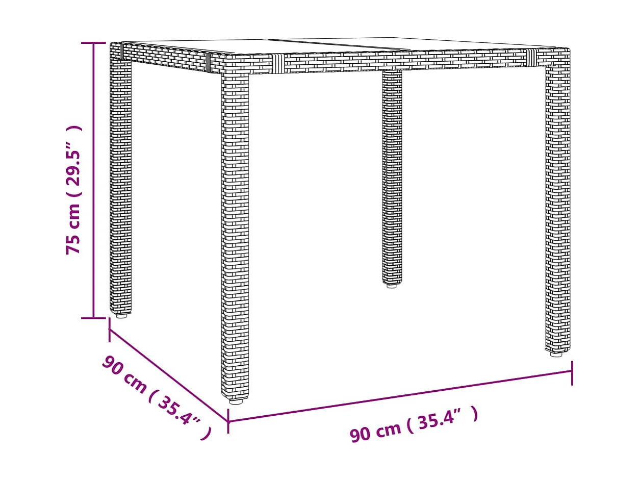 3-tlg. Garten-Essgruppe mit Kissen Beige Poly Rattan