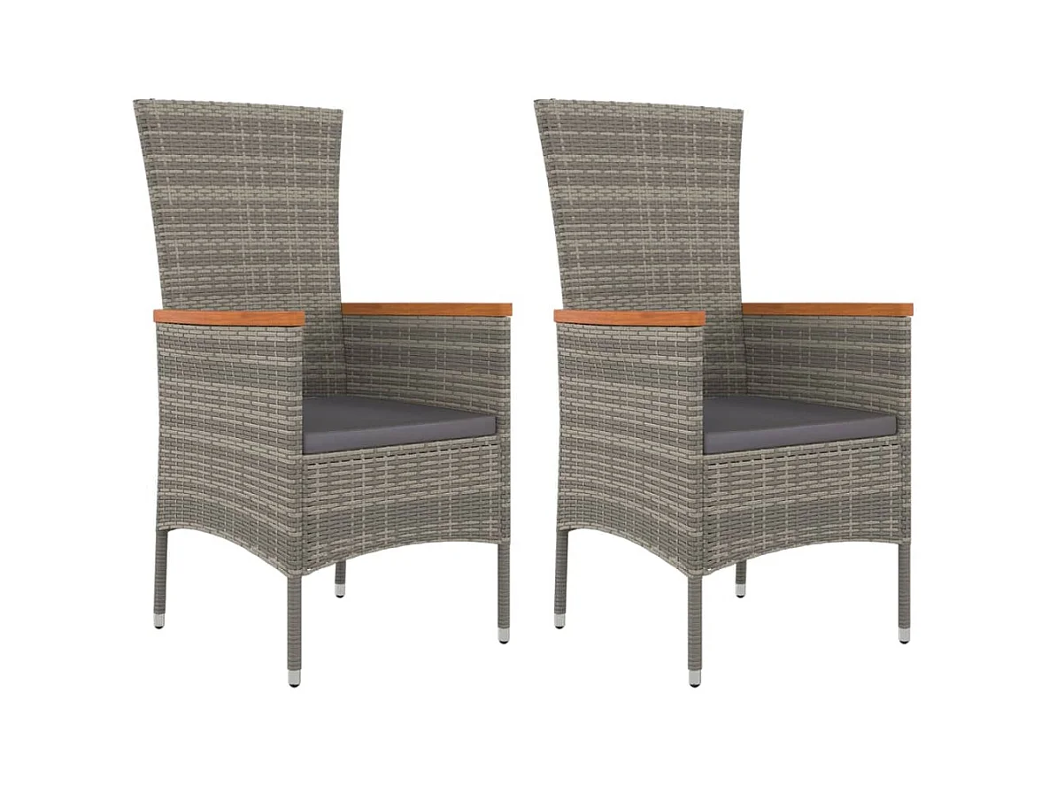 Ensemble à manger de jardin 3 pcs coussins gris résine tressée