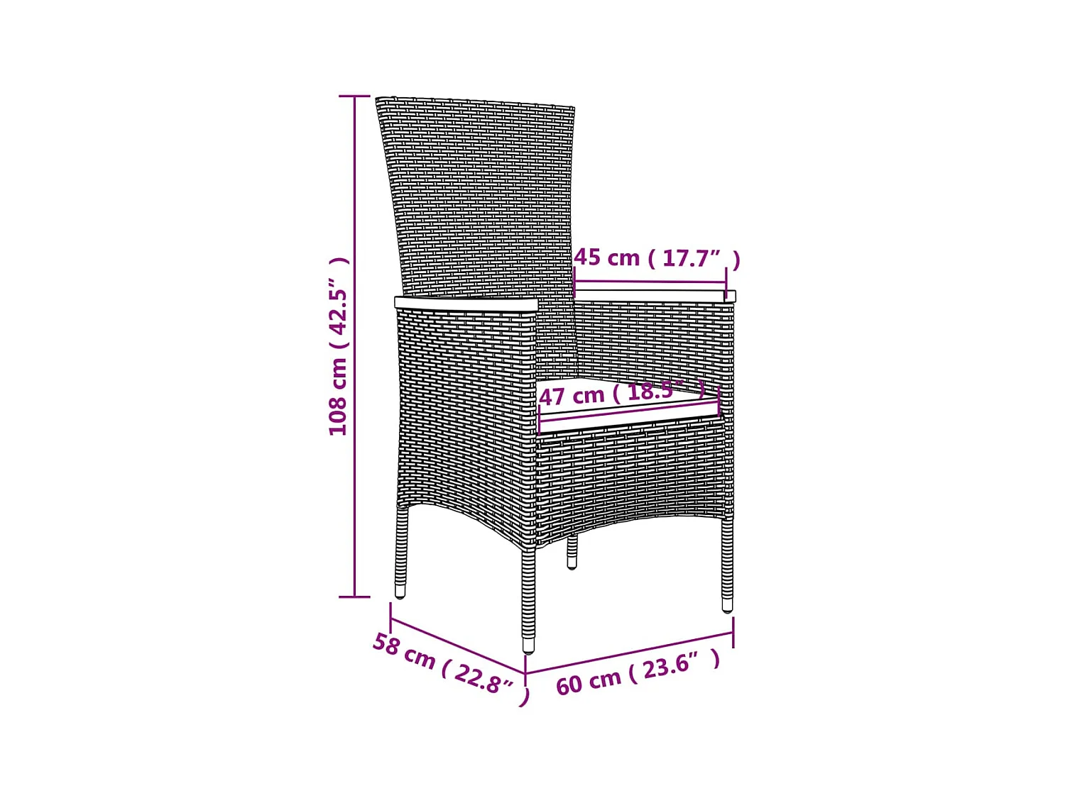 3-tlg. Garten-Essgruppe mit Kissen Grau Poly Rattan