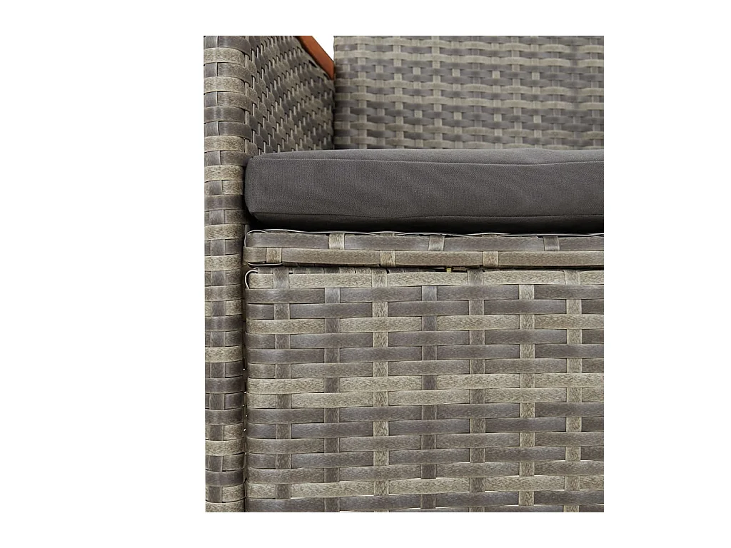 3-tlg. Garten-Essgruppe mit Kissen Grau Poly Rattan
