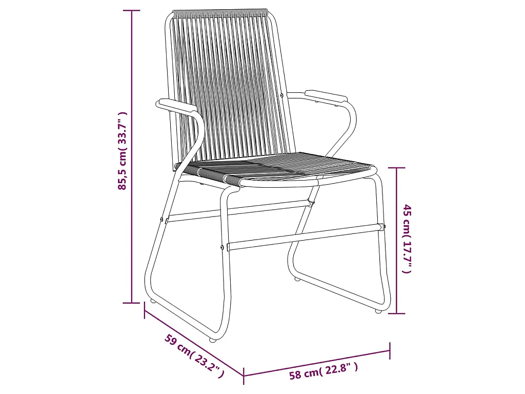 Set da Pranzo da Giardino 7 pz Nero in Rattan PVC