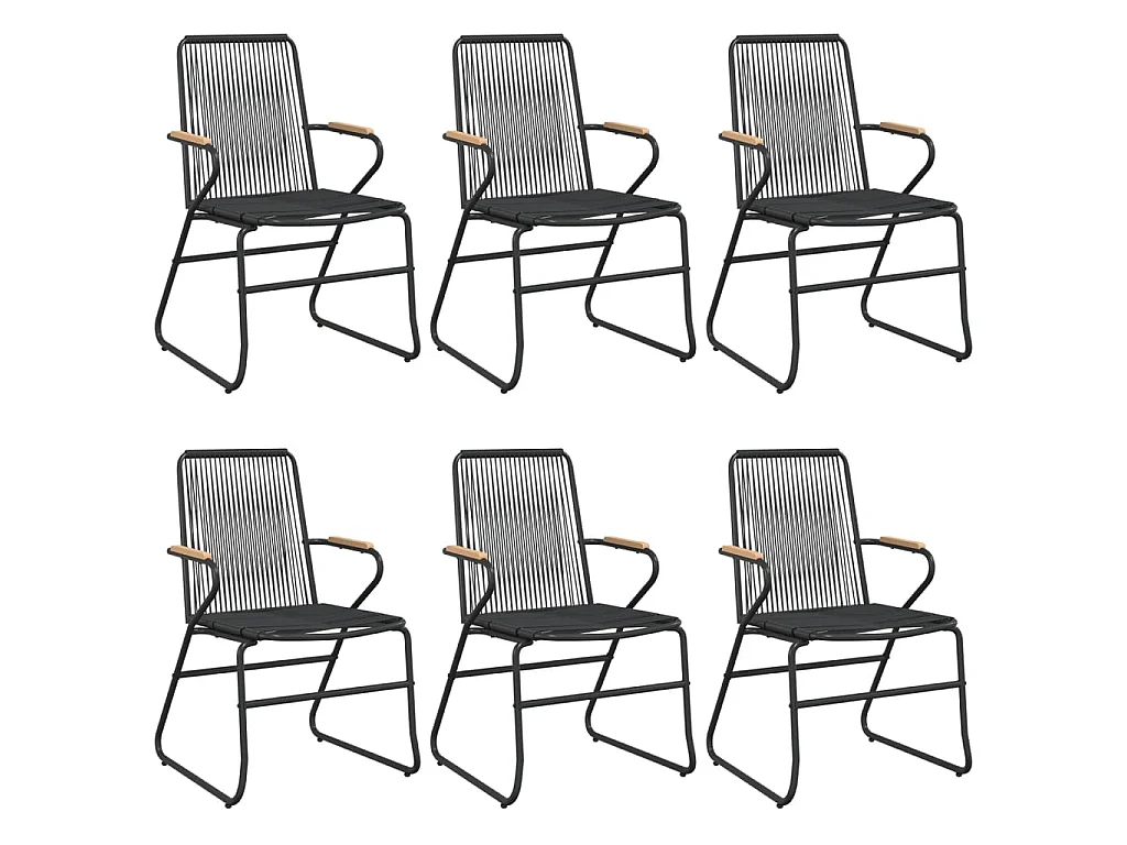 Set da Pranzo da Giardino 7 pz Nero in Rattan PVC