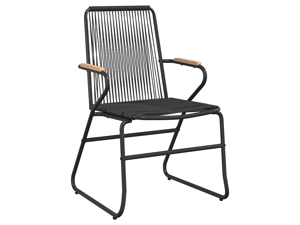 Set da Pranzo da Giardino 7 pz Nero in Rattan PVC