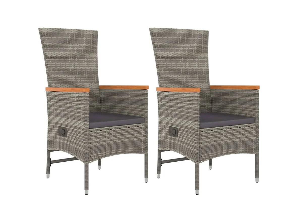 3-delige Tuinset met kussens poly rattan grijs