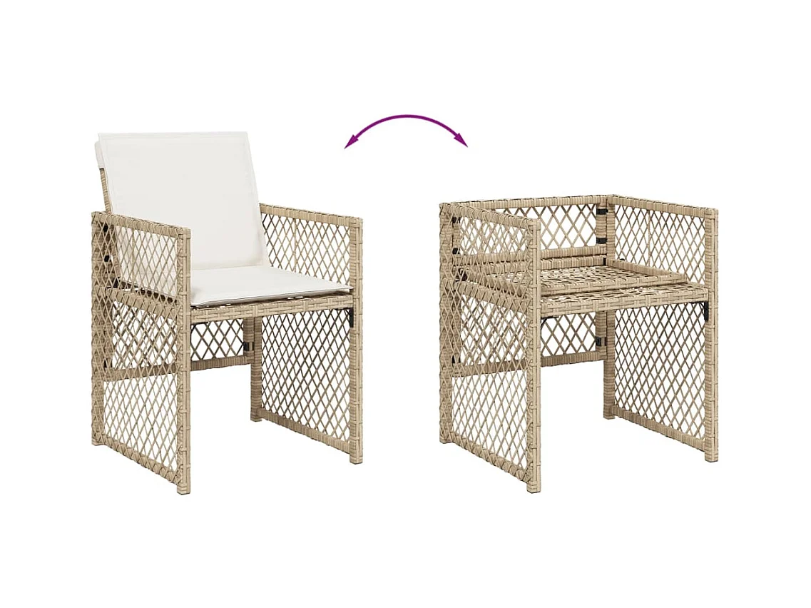5-delige Tuinset met kussens poly rattan beige