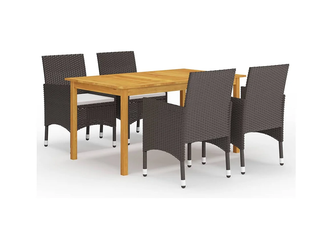 Ensemble à manger de jardin 5 pcs Marron