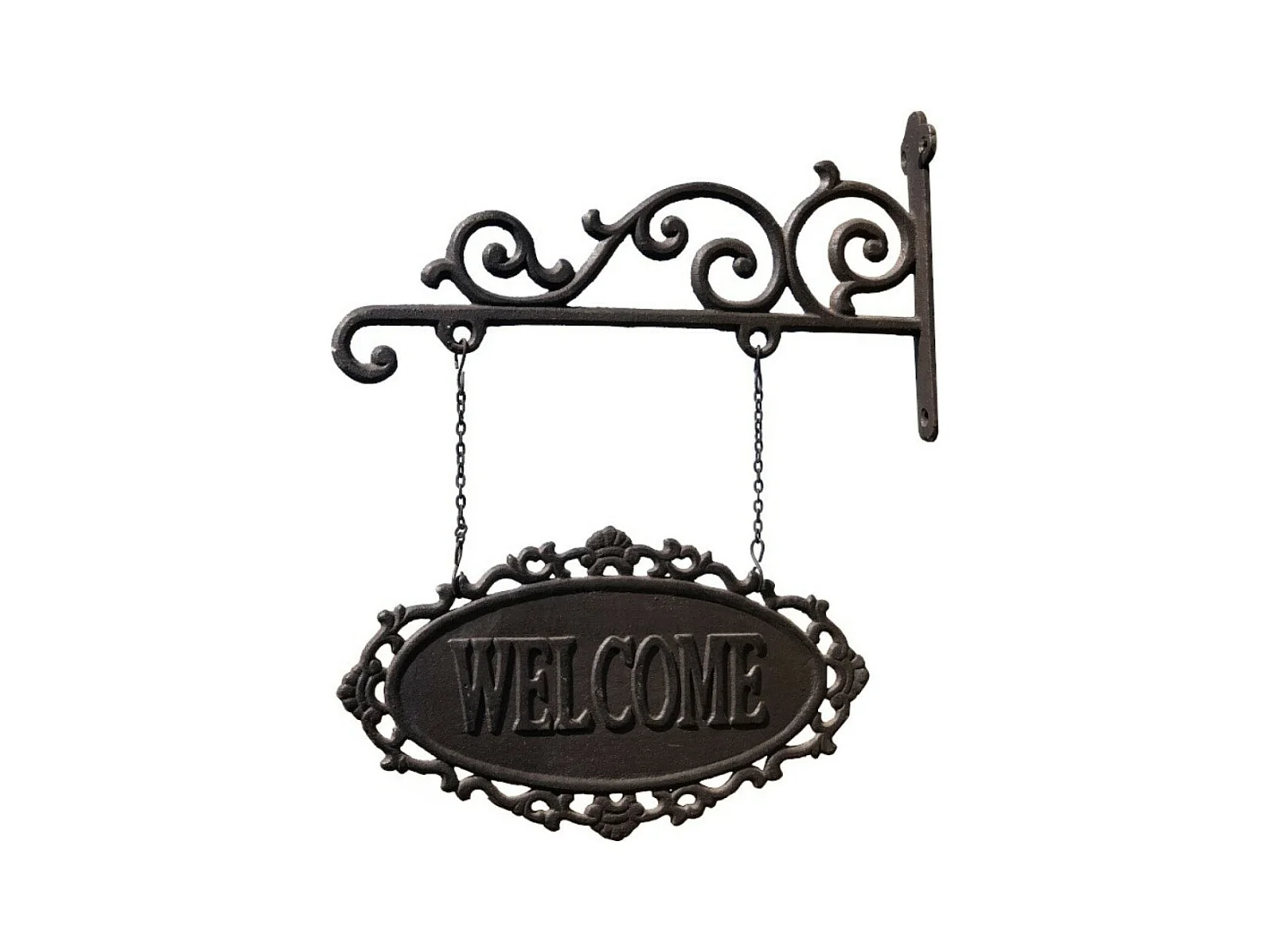 Enseigne plaque de porte welcome vintage décorative fonte marron 37cm