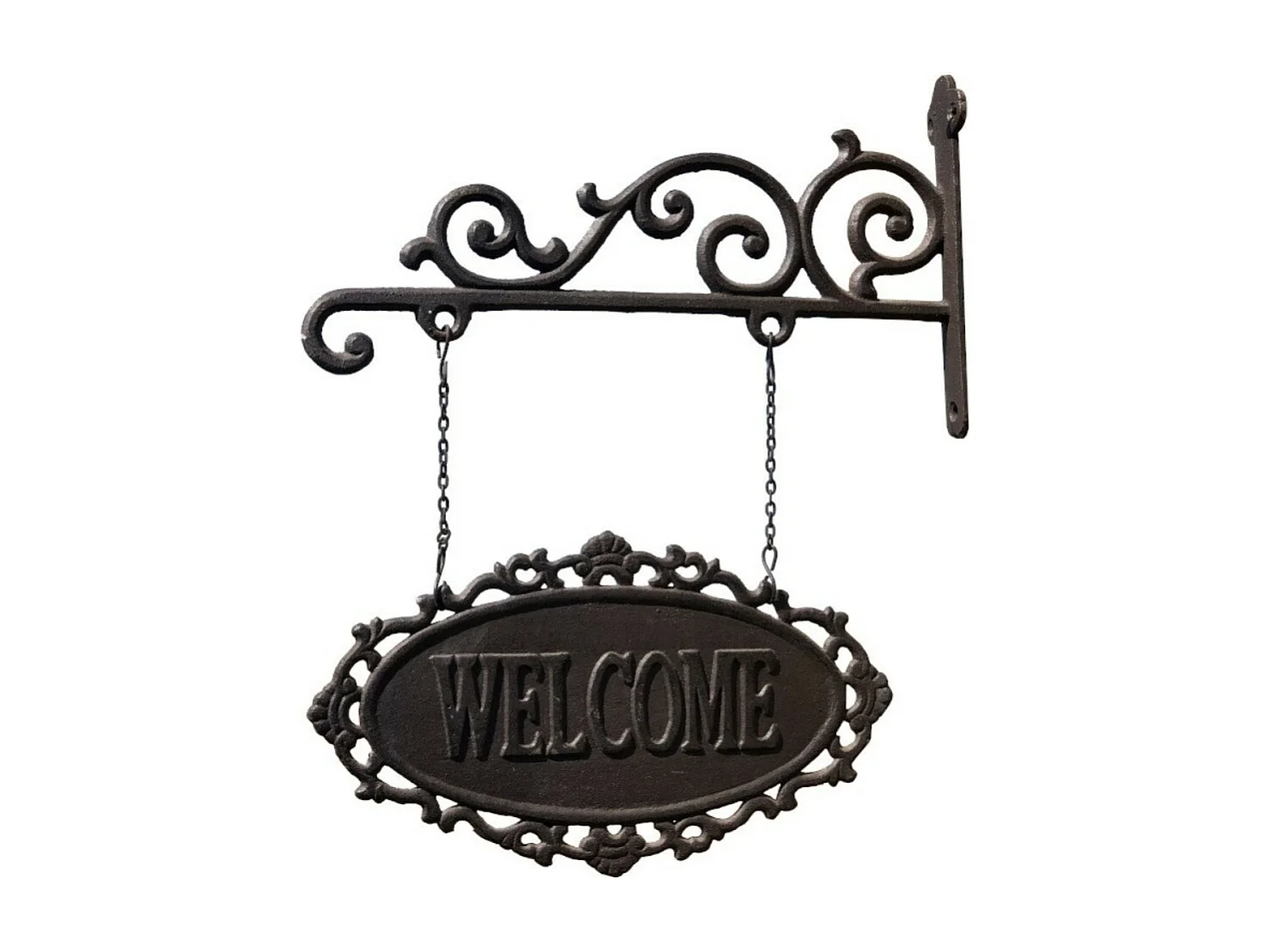 Enseigne plaque de porte welcome vintage décorative fonte marron 37cm