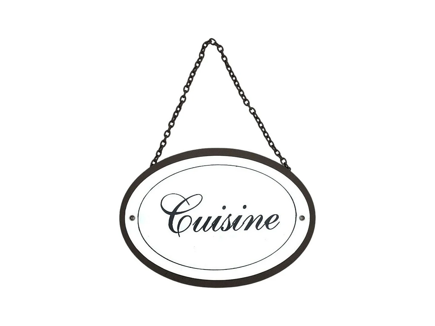 Plaque de porte décorative vintage cuisine fer blanc marron 16x11.5cm