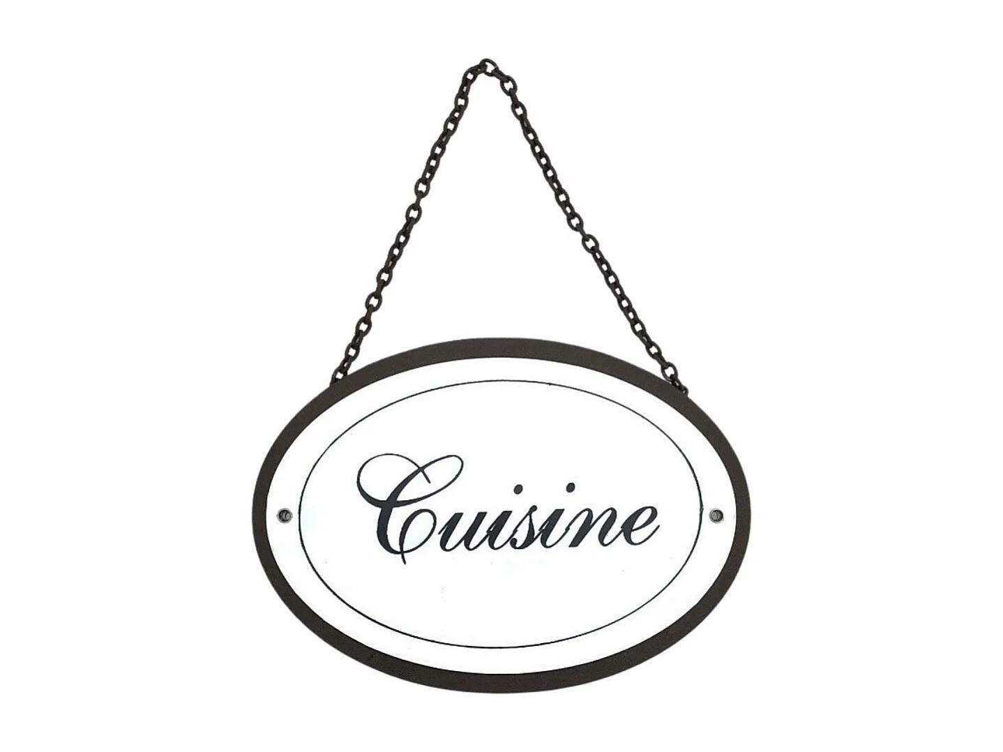 Plaque de porte décorative vintage cuisine fer blanc marron 16x11.5cm