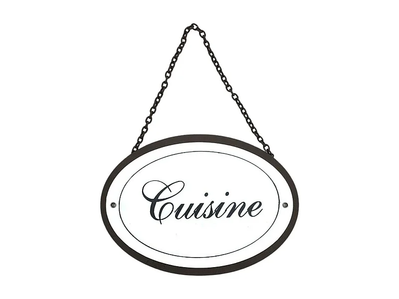 Plaque de porte décorative vintage cuisine fer blanc marron 16x11.5cm