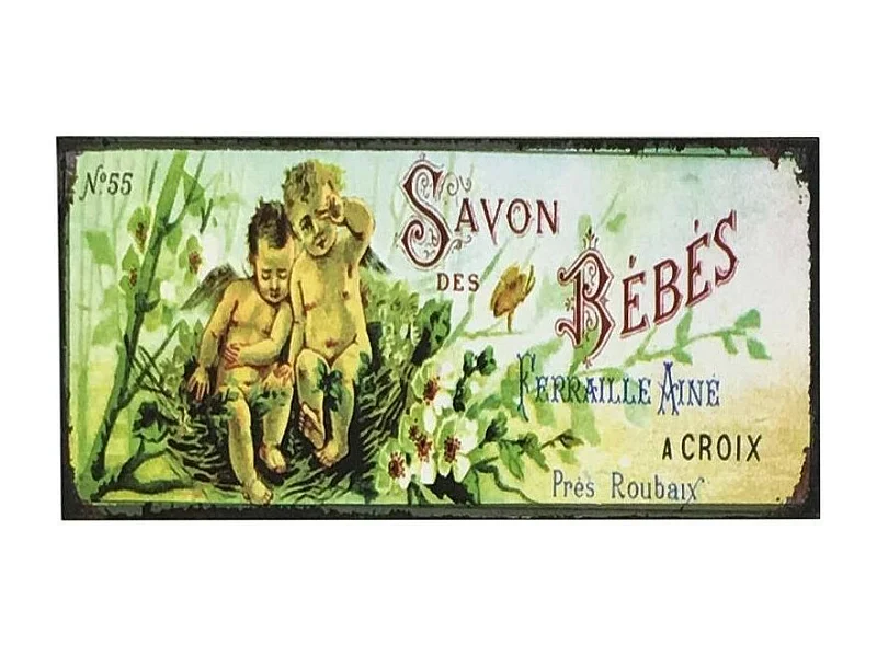 Plaque murale décorative vintage salle de bain multicolore 40x15cm