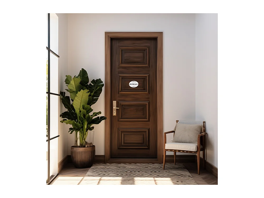 Plaque de porte décorative vintage bureau fer blanc noir 10.5x8cm