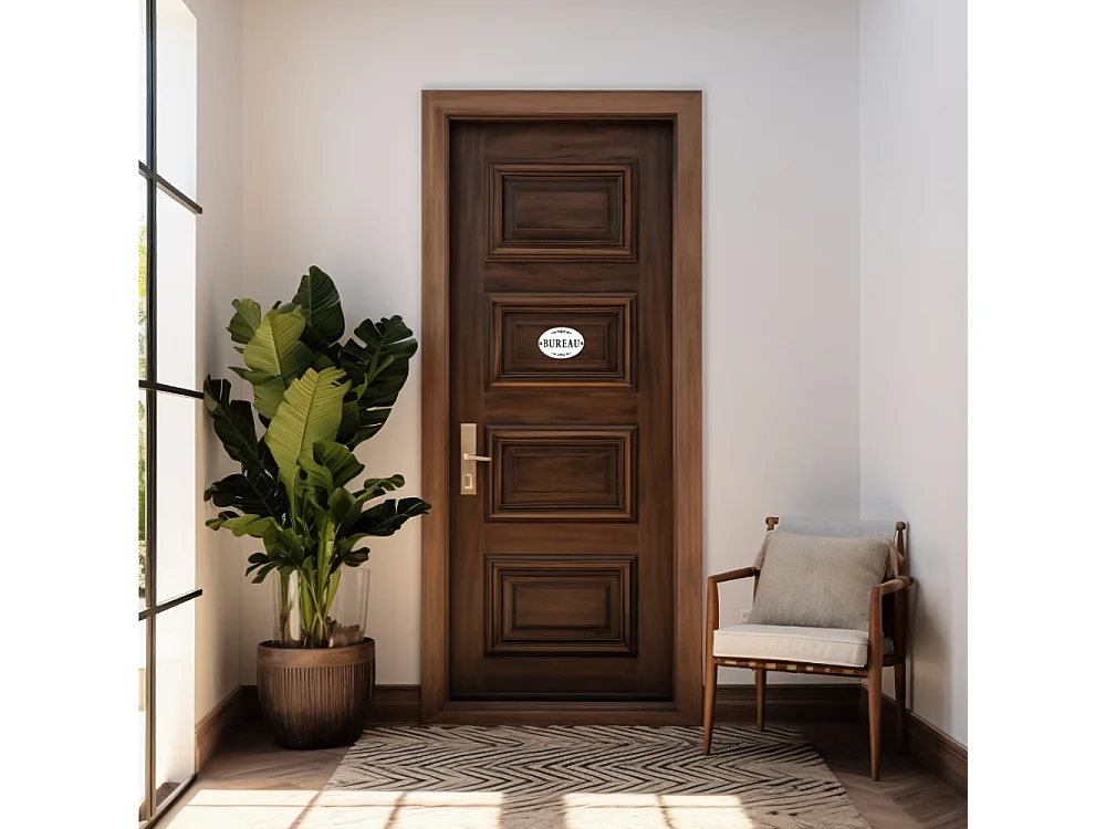 Plaque de porte décorative vintage bureau fer blanc noir 10.5x8cm